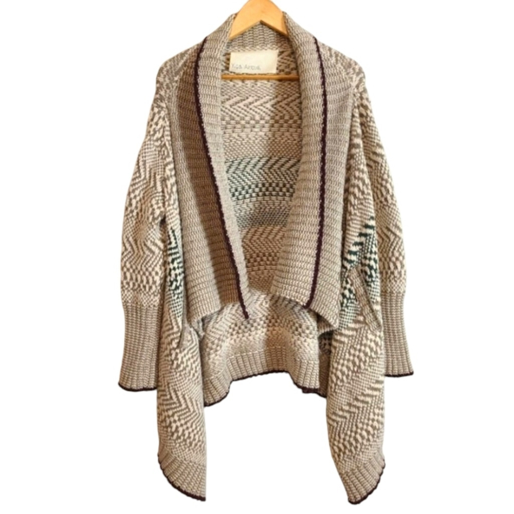Yigal Azrouel New York Alpaca Blend Beige Medium Open Front Cardigan Sweater M